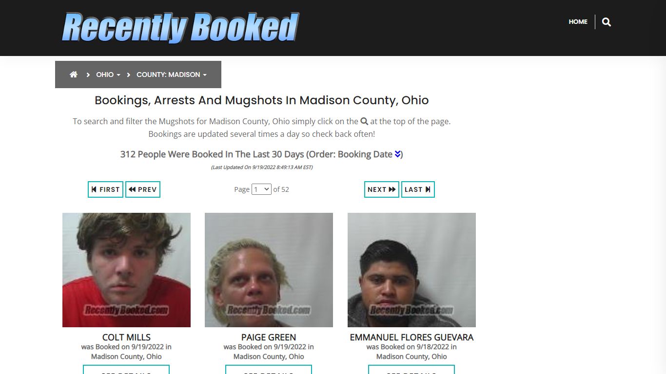 Recent bookings, Arrests, Mugshots in Madison County, Ohio